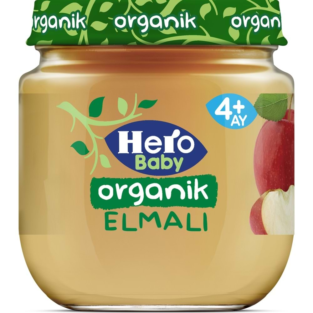 Hero Baby Kavanoz Maması 120GR Organik Elmalı (9 Lu Set)