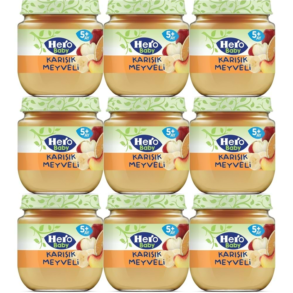 Hero Baby Kavanoz Maması 125GR Karışık Meyveli 9 Lu Set