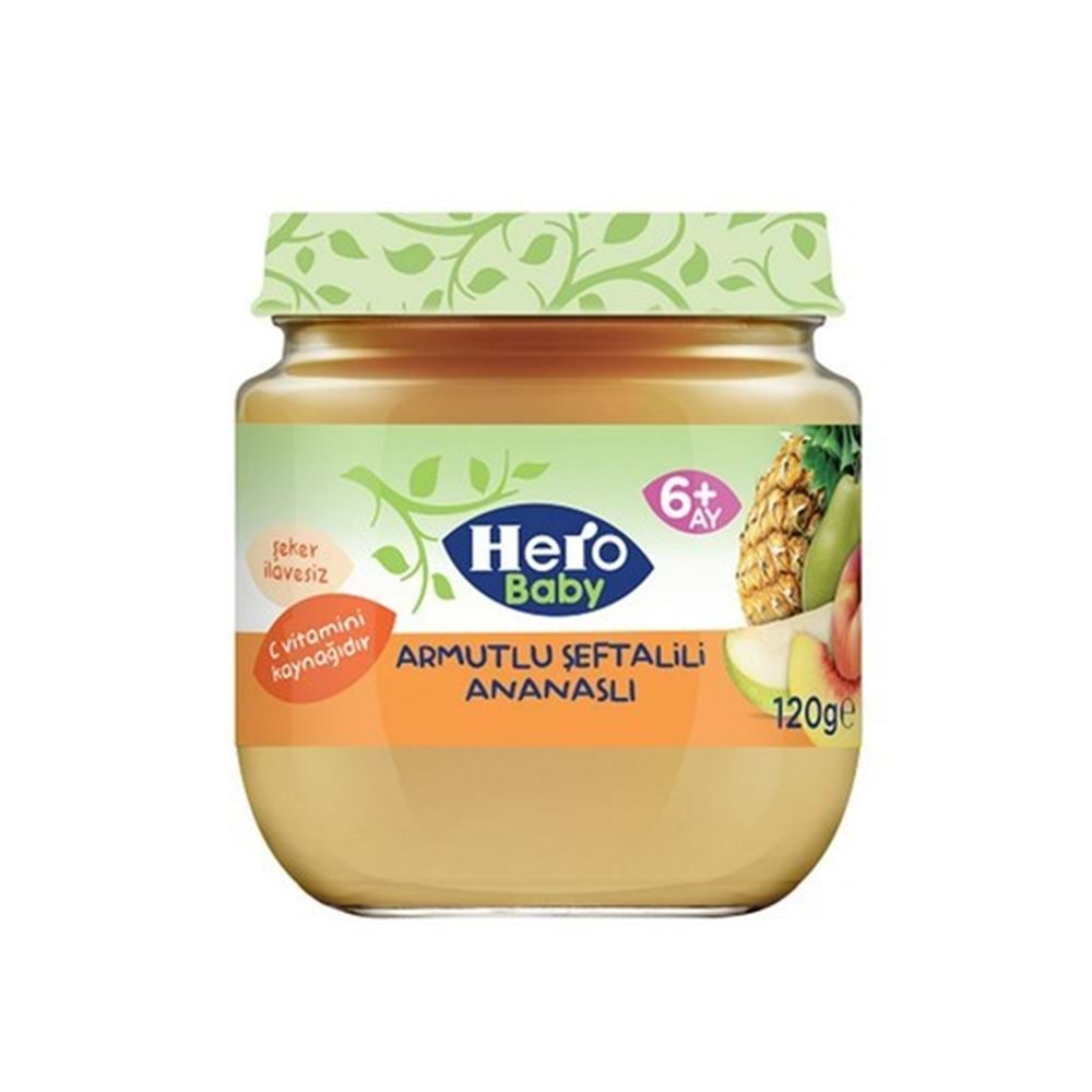 Hero Baby Kavanoz Maması 120GR Armutlu Şeftalili Ananaslı (6 Lı Set)