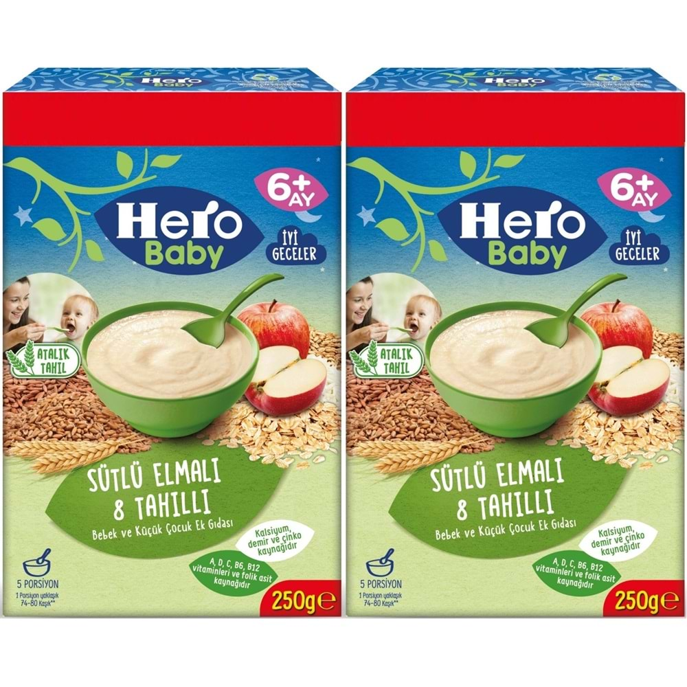 Hero Baby Kaşık Maması 250GR Sütlü Meyveli 8 Tahıllı (Avantaj Pk) (2 Li Set)