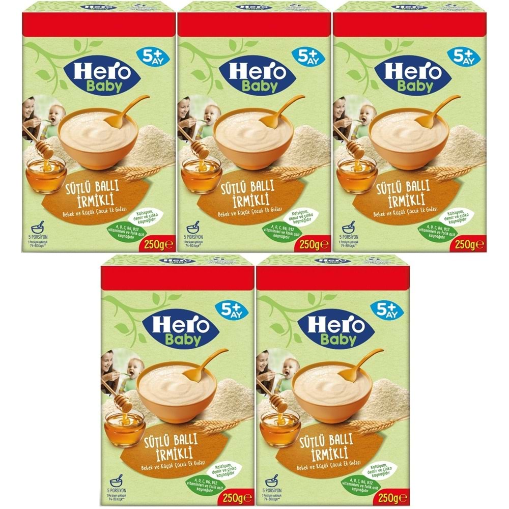 Hero Baby Kaşık Maması 250GR Sütlü Ballı İrmikli (Avantaj Pk) (5 Li Set)