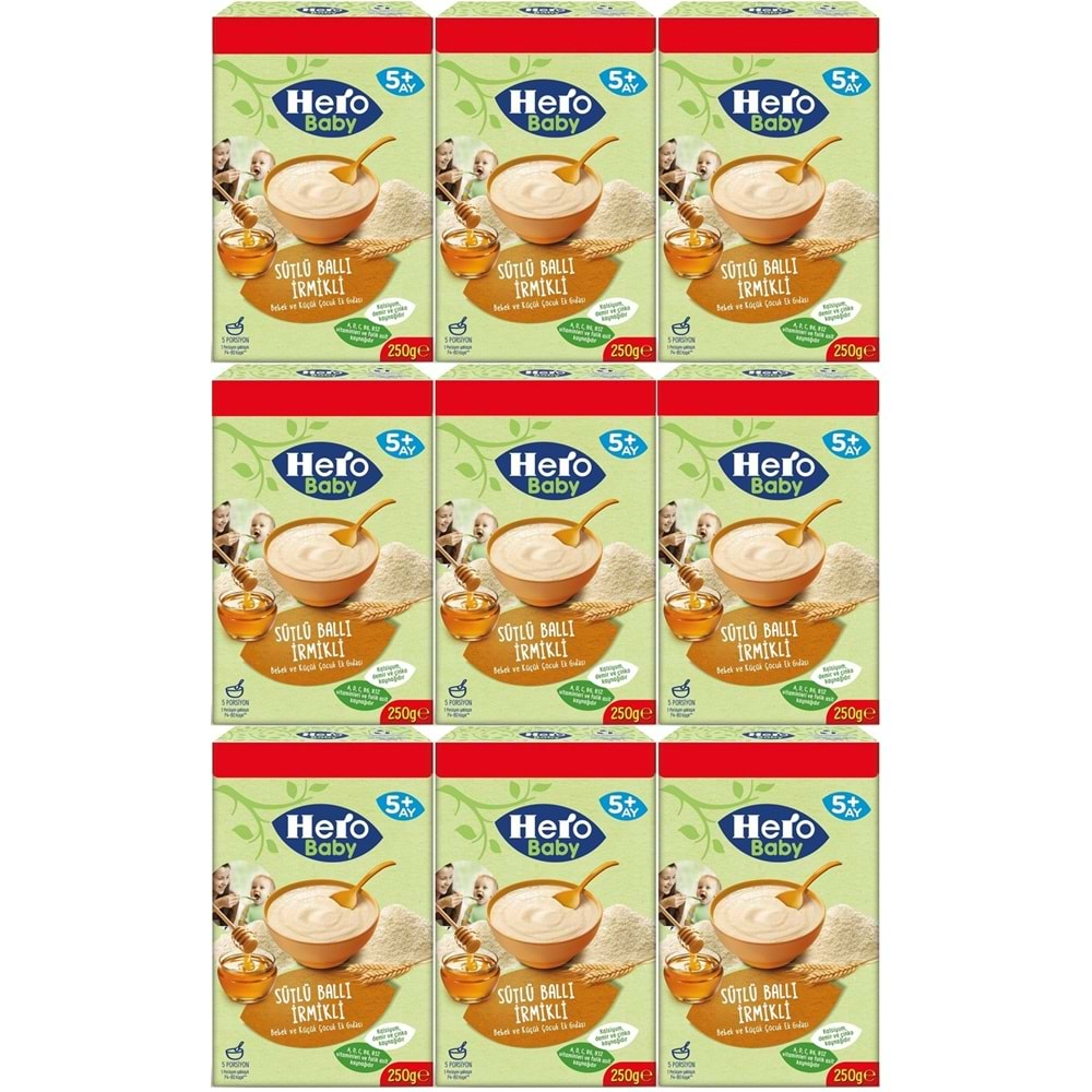 Hero Baby Kaşık Maması 250GR Sütlü Ballı İrmikli (Avantaj Pk) (9 Lu Set)