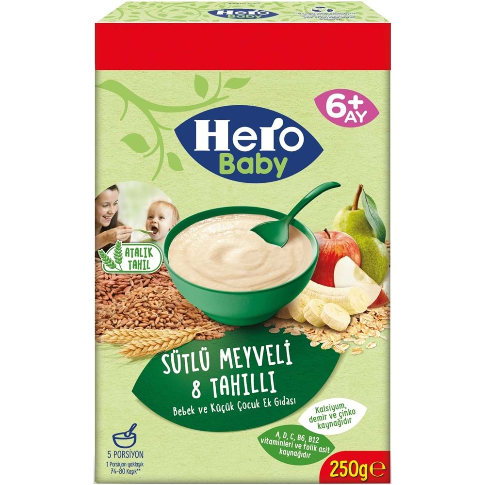 Hero Baby Kaşık Maması 250GR (Karma 6 Lı Set) Sütlü Meyveli - Elmalı 8 Tahıllı - Ballı İrmikli