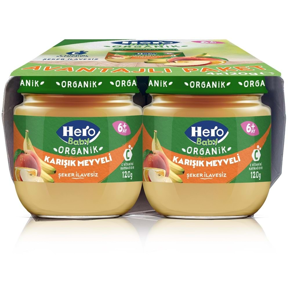 Hero Baby Kavanoz Maması 120GR Avantaj Pk (16 Lı Set) Karışık Meyveli (4PK*4)