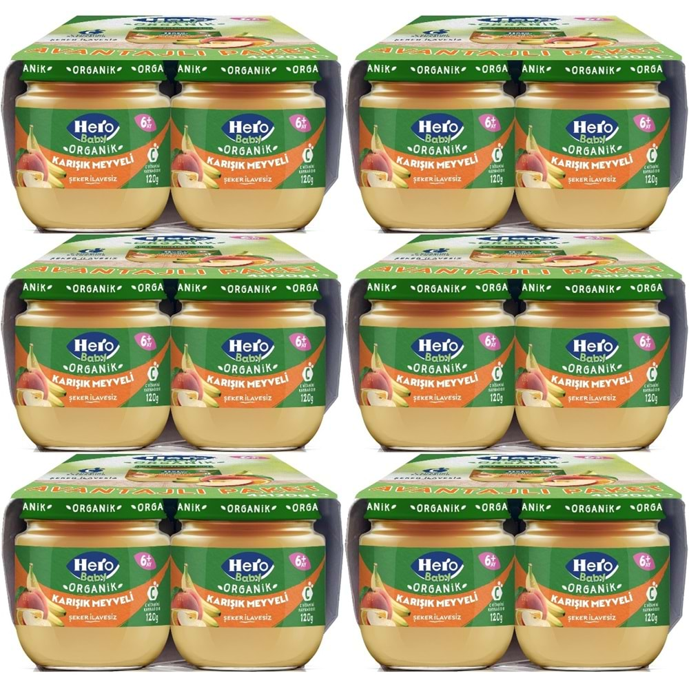 Hero Baby Kavanoz Maması 120GR Avantaj Pk (24 Lü Set) Karışık Meyveli (6PK*4)