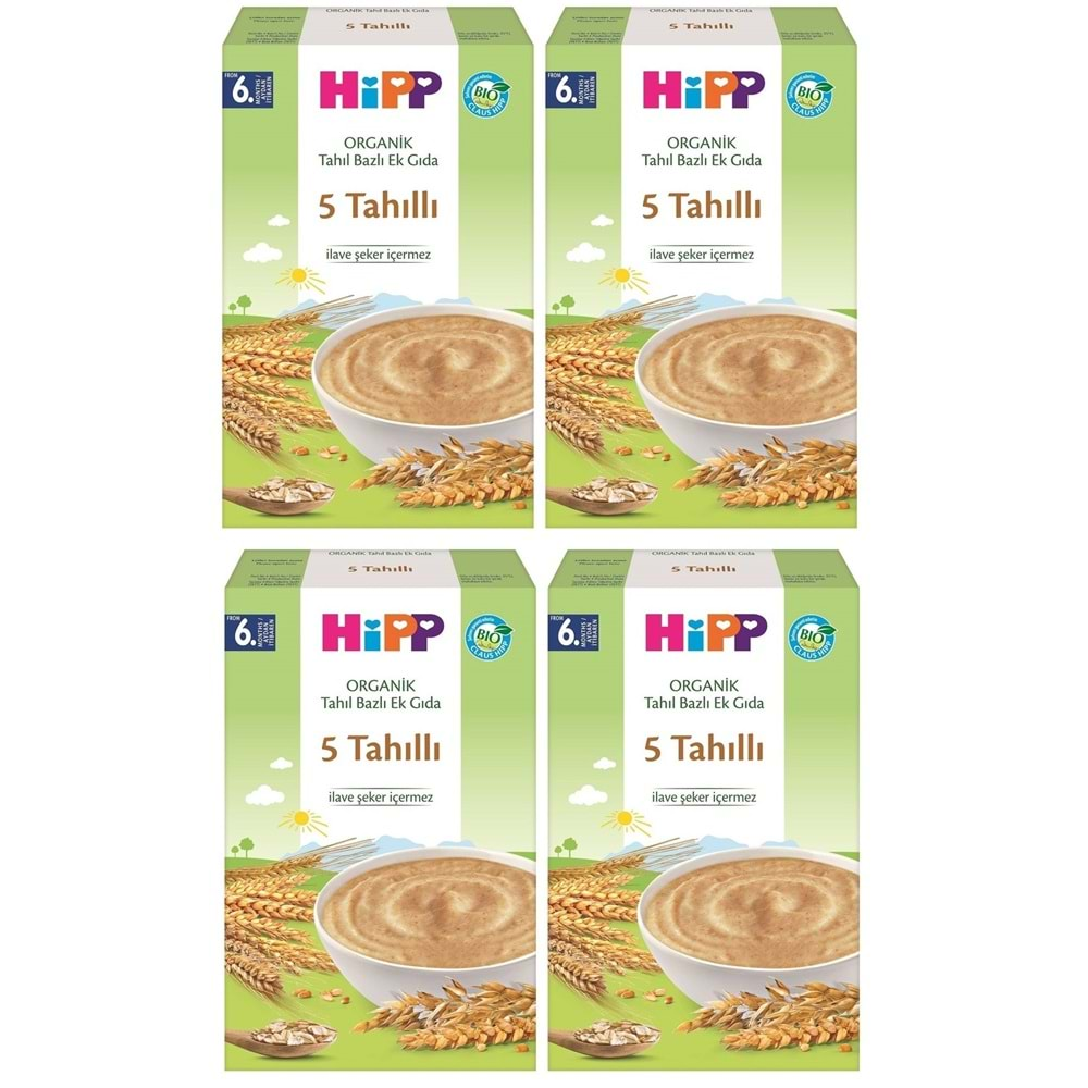 Hipp Organik 5 Tahıllı Kaşık Maması 200Gr 4 Lü Set