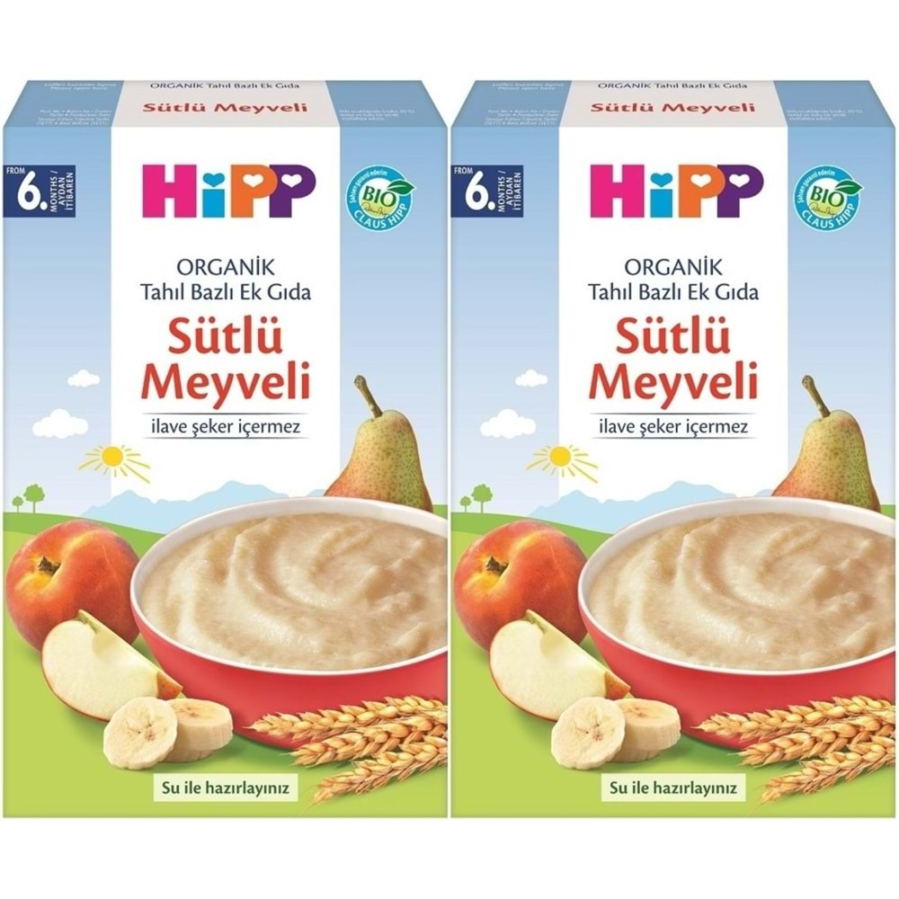 Hipp Organik Sütlü Meyveli Tahıl Bazlı Kaşık Maması 250Gr (2 Li Set)