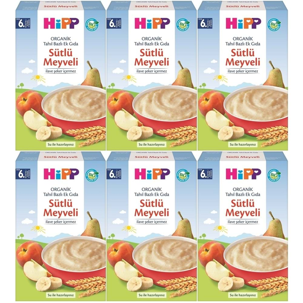 Hipp Organik Sütlü Meyveli Tahıl Bazlı Kaşık Maması 250Gr (6 Lı Set)