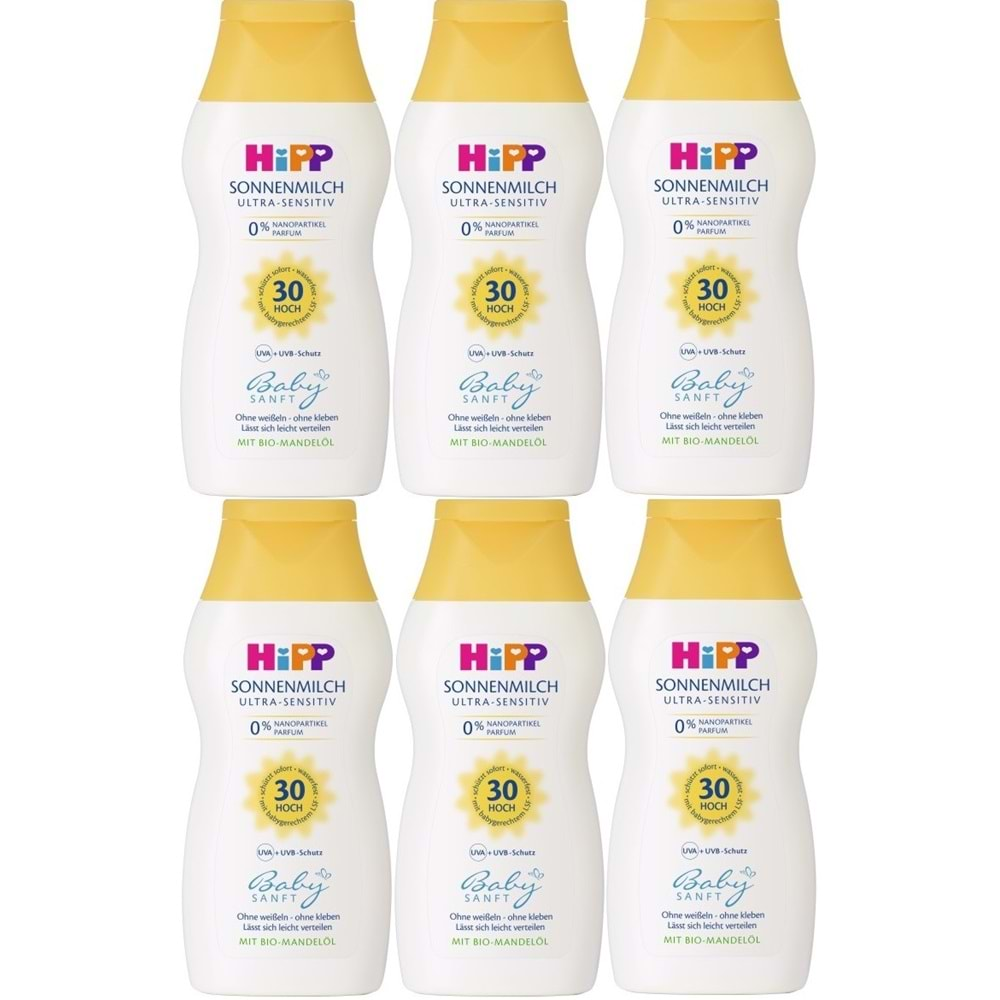 Hipp Babysanft Bebek Güneş Sütü 200Ml (30 Faktör) (6 Lı Set)