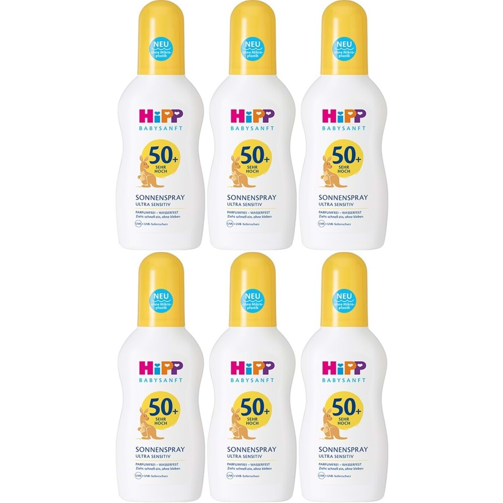 Hipp Babysanft Sprey Güneş Kremi Sonnenspray 50+ Faktör Ultra Sensıtıv 150ML Sprey (6 Lı Set)