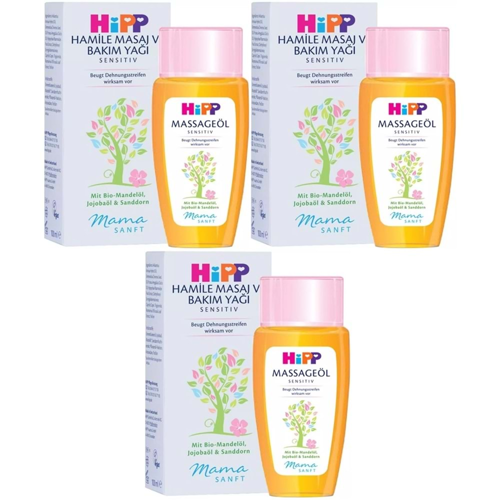 Hipp Mamasanft Hamile Masaj ve Bakım Yağı Sensıtıv 100ML (3 Lü Set)