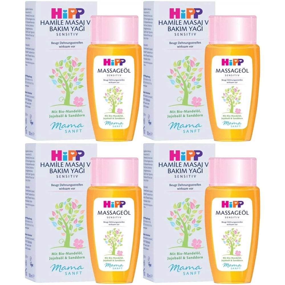 Hipp Mamasanft Hamile Masaj ve Bakım Yağı Sensıtıv 100ML (4 Lü Set)