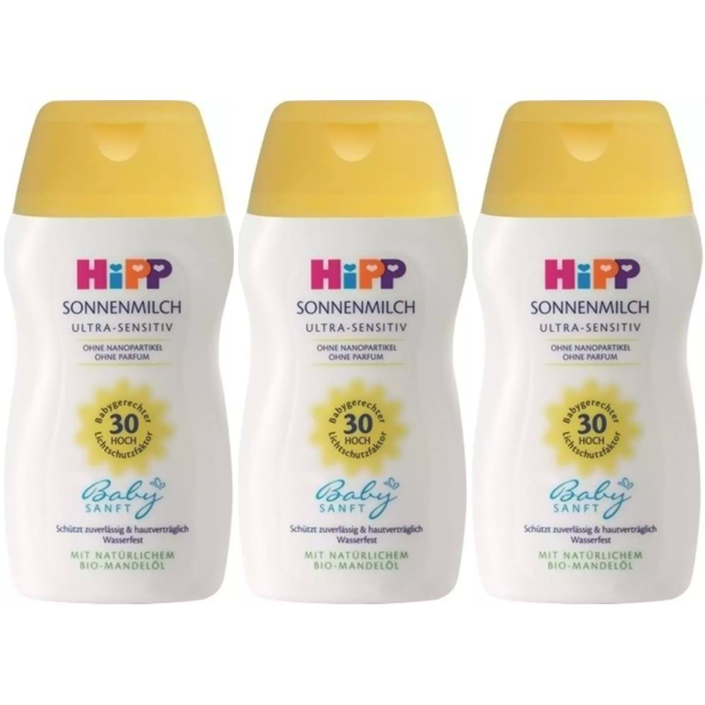 Hipp Babysanft Güneş Kremi -Yüz için Sonnen Gesıchtscreme 30 Faktör Ultra Sensıtıv 50ML (3 Lü Set)