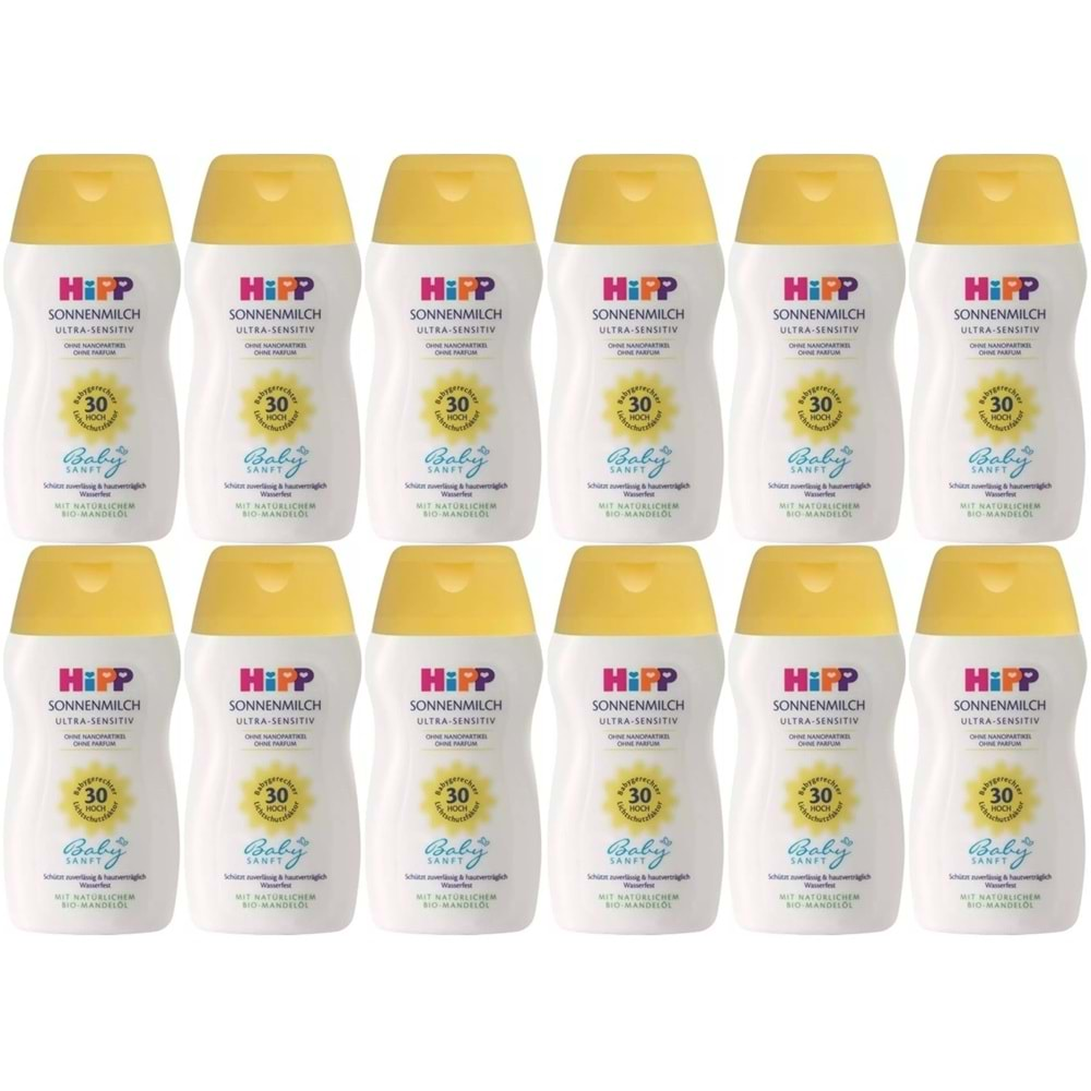 Hipp Babysanft Güneş Kremi -Yüz için Sonnen Gesıchtscreme 30 Faktör Ultra Sensıtıv 50ML (12 Li Set)