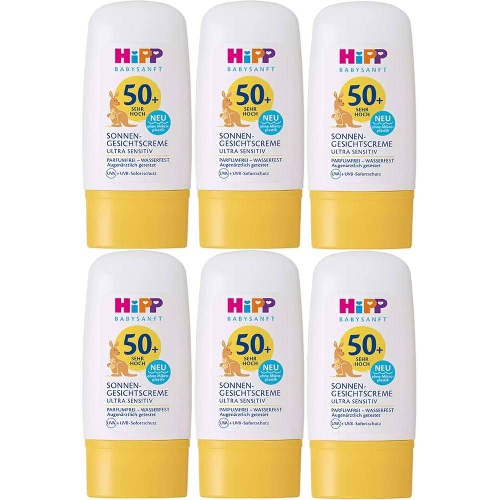 Hipp Babysanft Güneş Kremi -Yüz için Sonnen Gesıchtscreme 50+ Faktör Ultra Sensıtıv 30ML (6 Lı Set)