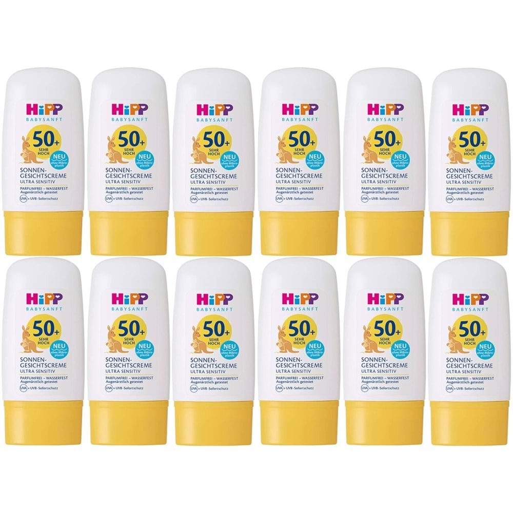 Hipp Babysanft Güneş Kremi -Yüz için Sonnen Gesıchtscreme 50+ Faktör Ultra Sensıtıv 30ML (12 Li Set)