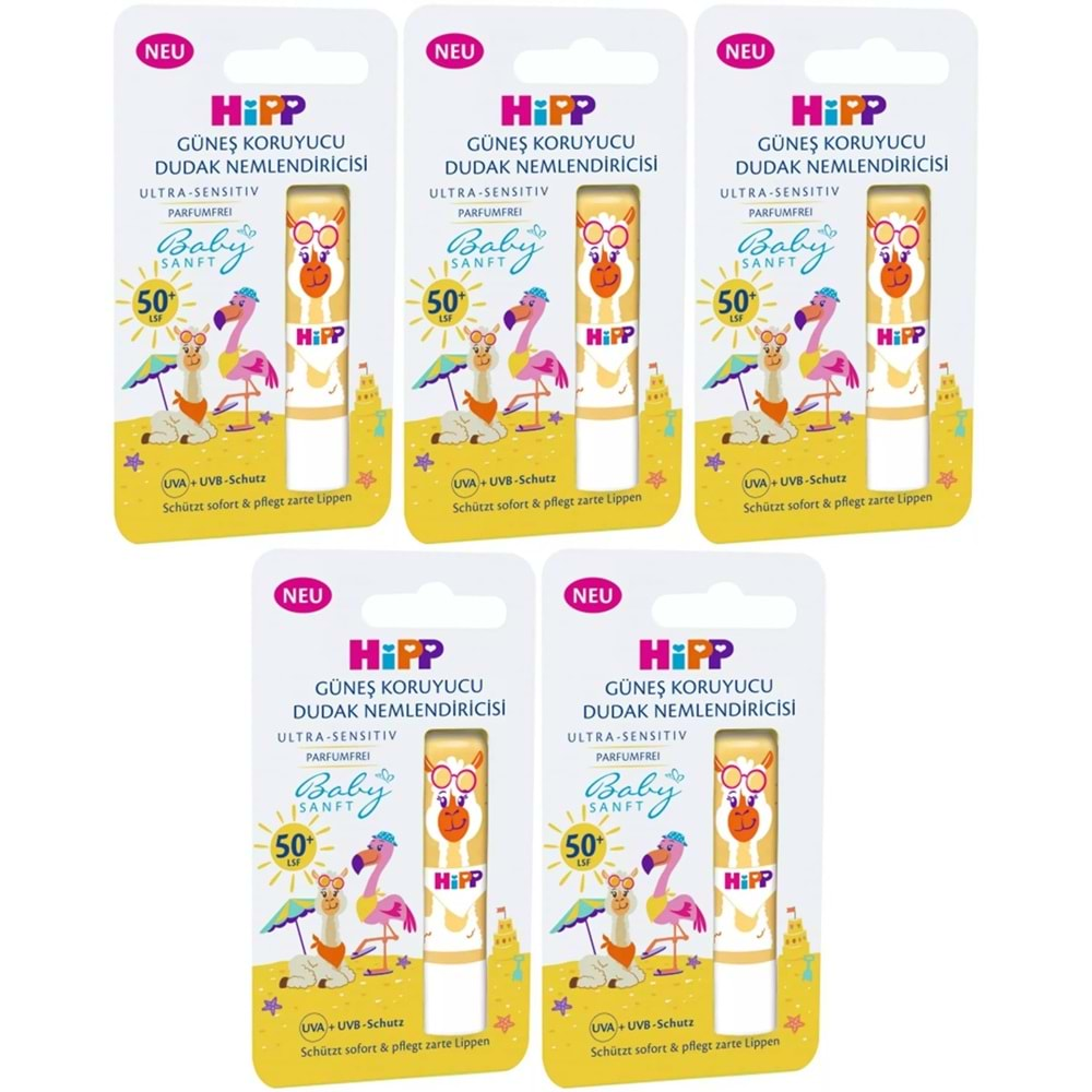 Hipp Babysanft Organik Dudak Nemlendiricisi Ultra Sensıtıv 4.8GR (Sarı) (5 Li Set)