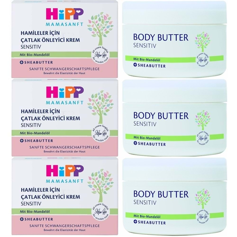 Hipp Mamasanft Hamileler için Çatlak Önleyici Krem Sensıtıv 200ML (3 Lü Set)