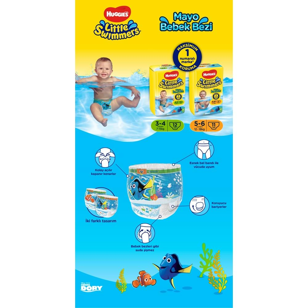 Huggıes Little Swımmers Mayo Bebek Bezi Beden:3-4 (7-15KG) 144 Adet (12PK*12)