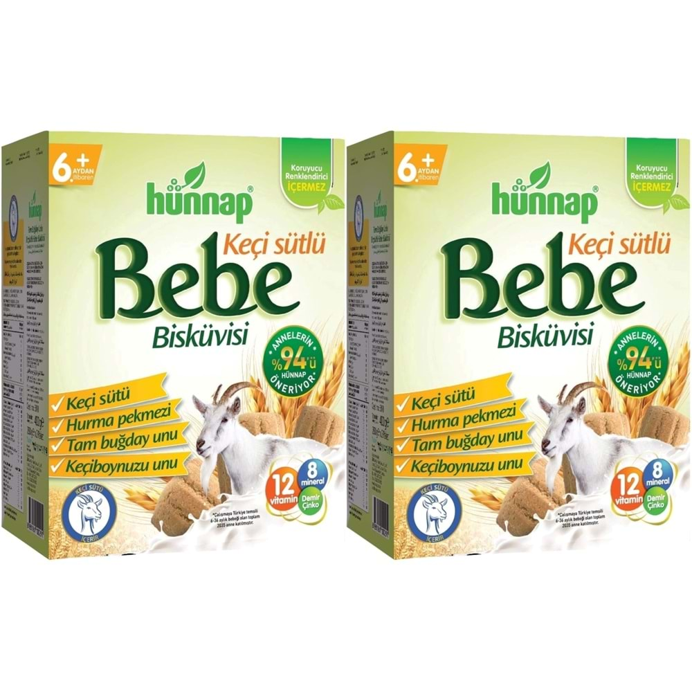 Hünnap Bebe Bisküvisi Keçi Sütlü 400GR 2 li Set (Toplam 800GR)