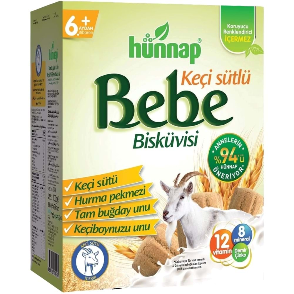 Hünnap Bebe Bisküvisi Keçi Sütlü 400GR 2 li Set (Toplam 800GR)