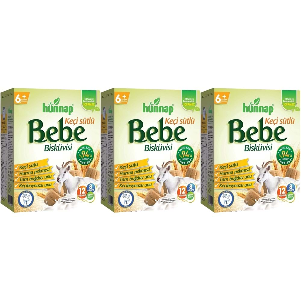 Hünnap Bebe Bisküvisi Keçi Sütlü 400GR 3 lü Set (Toplam 1200GR)