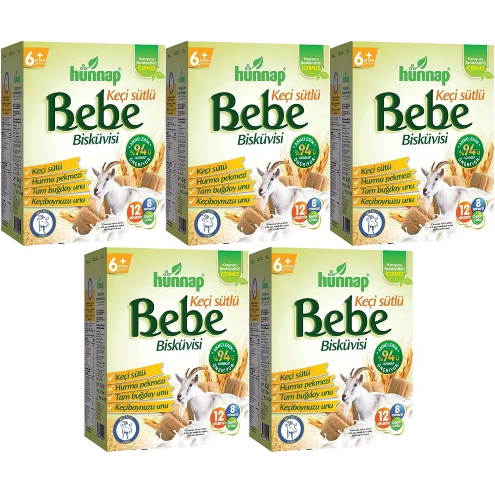 Hünnap Bebe Bisküvisi Keçi Sütlü 400GR 5 li Set (Toplam 2000GR)