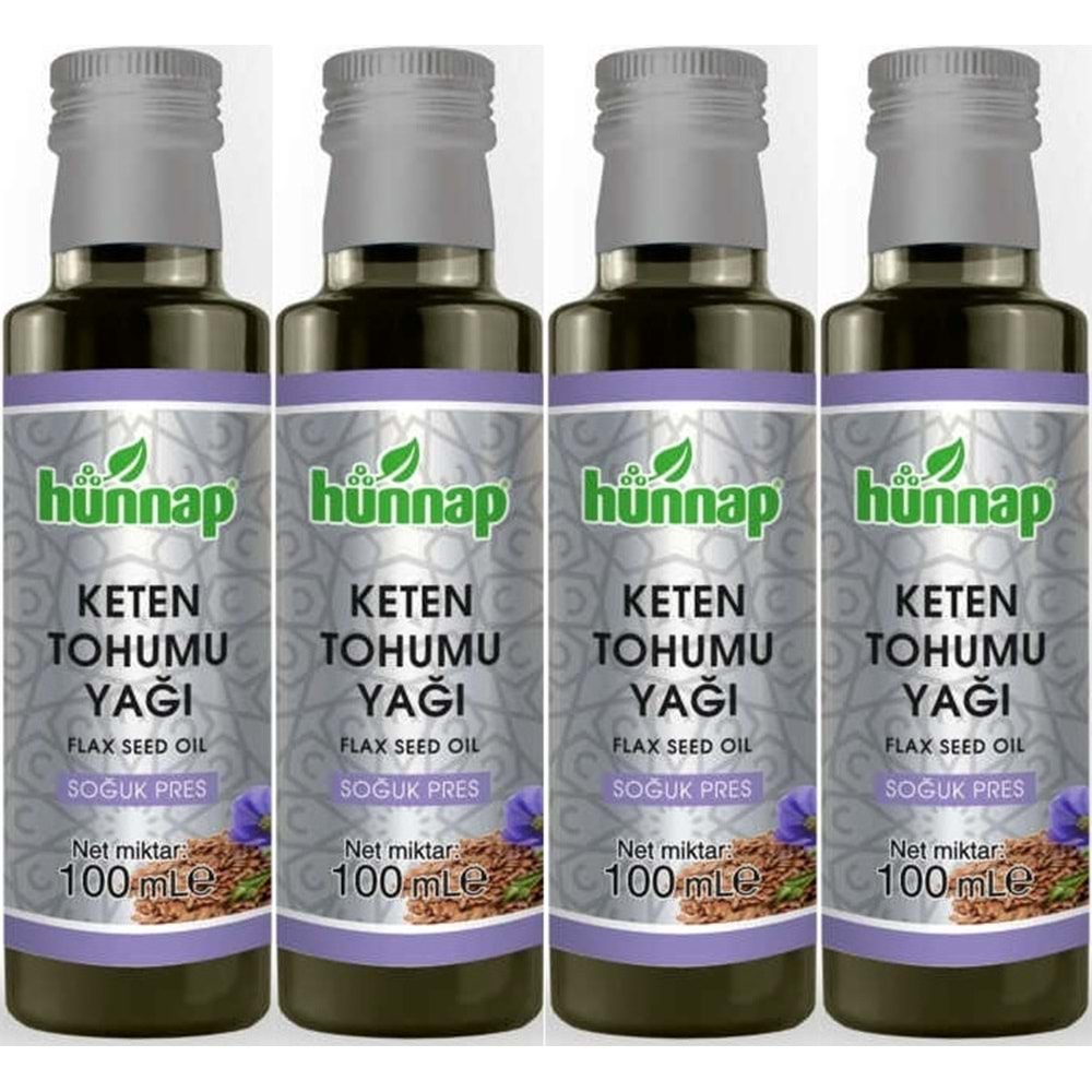 Hünnap Keten Tohumu Yağı 100ML (Soğuk Press) (4 Lü Set)