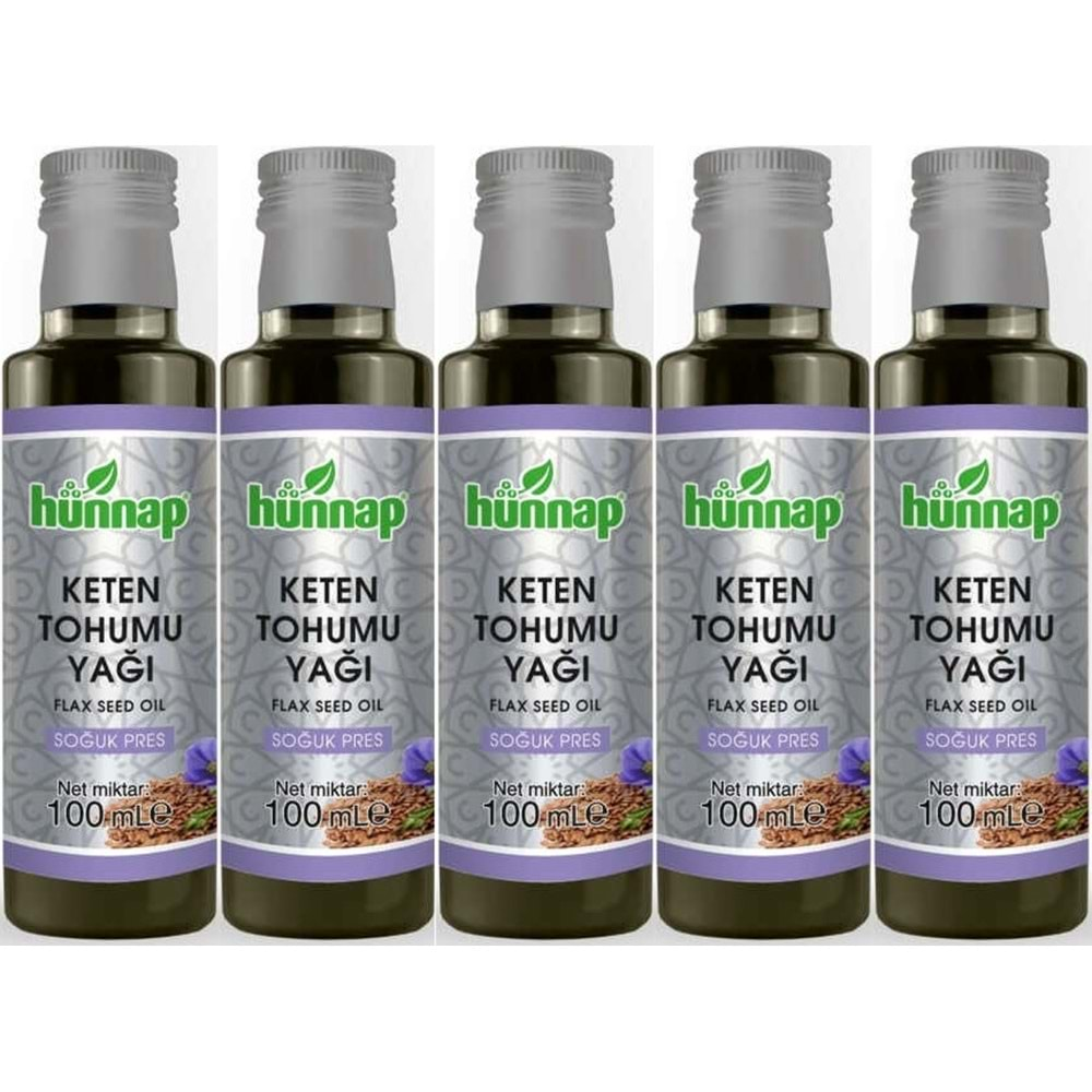 Hünnap Keten Tohumu Yağı 100ML (Soğuk Press) (5 Li Set)