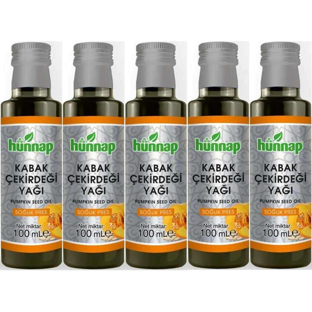 Hünnap Kabak Çekirdeği Yağı 100ML (Soğuk Press) (5 Li Set)