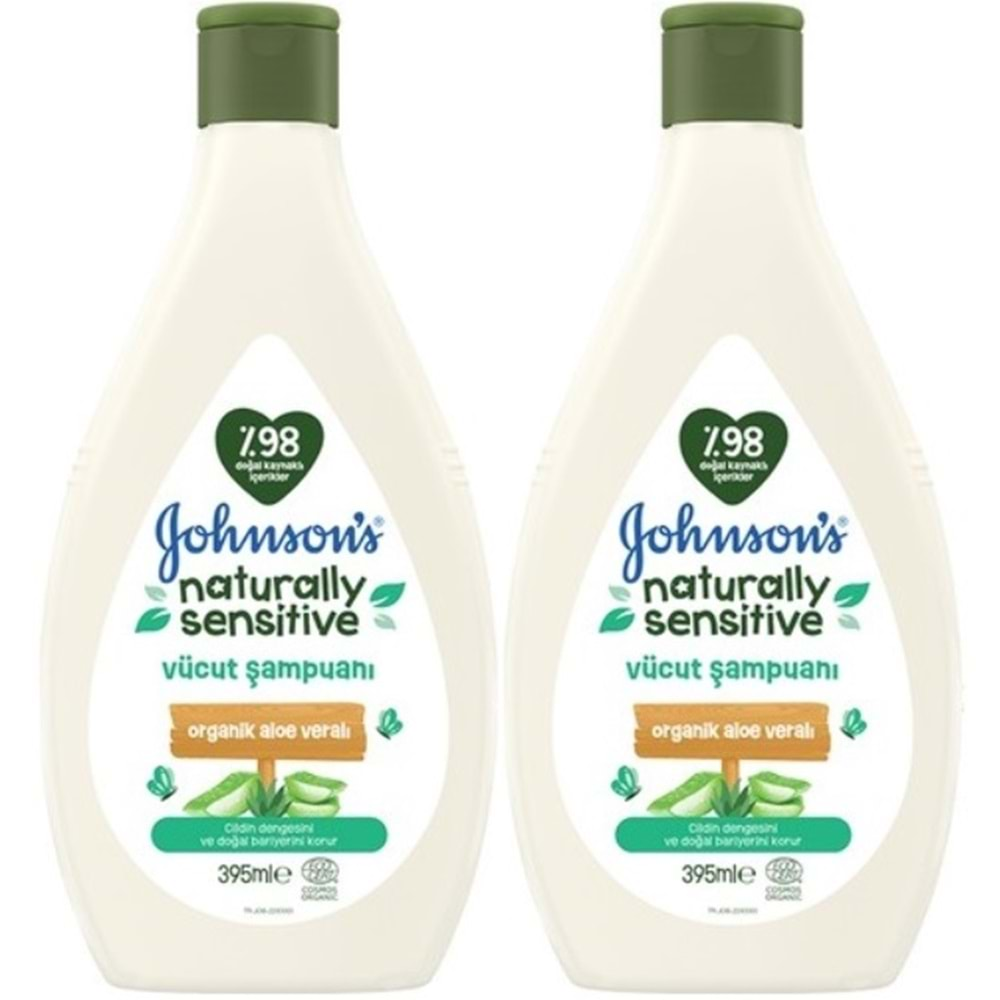 Johnsons Baby Vücut Şampuanı 395ML Natural Sensitive (Organik Aloe Veralı) (2 Li Set)