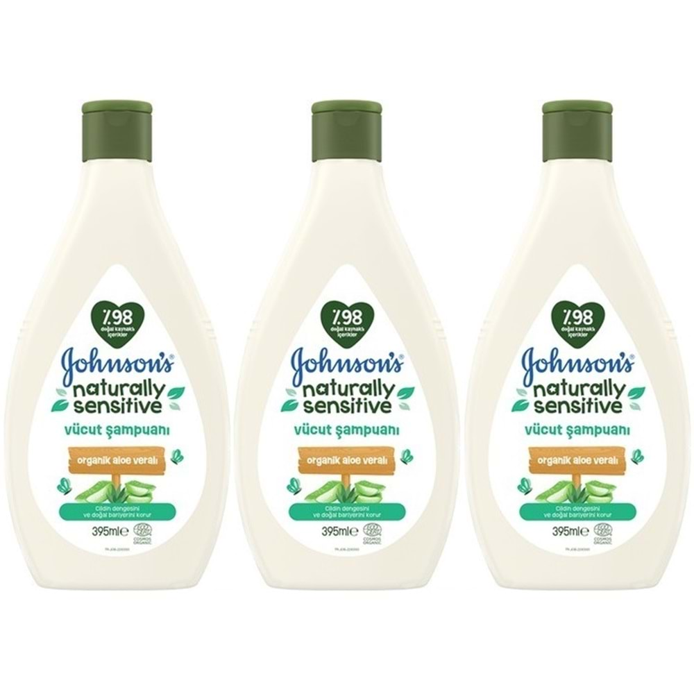 Johnsons Baby Vücut Şampuanı 395ML Natural Sensitive (Organik Aloe Veralı) (3 Lü Set)