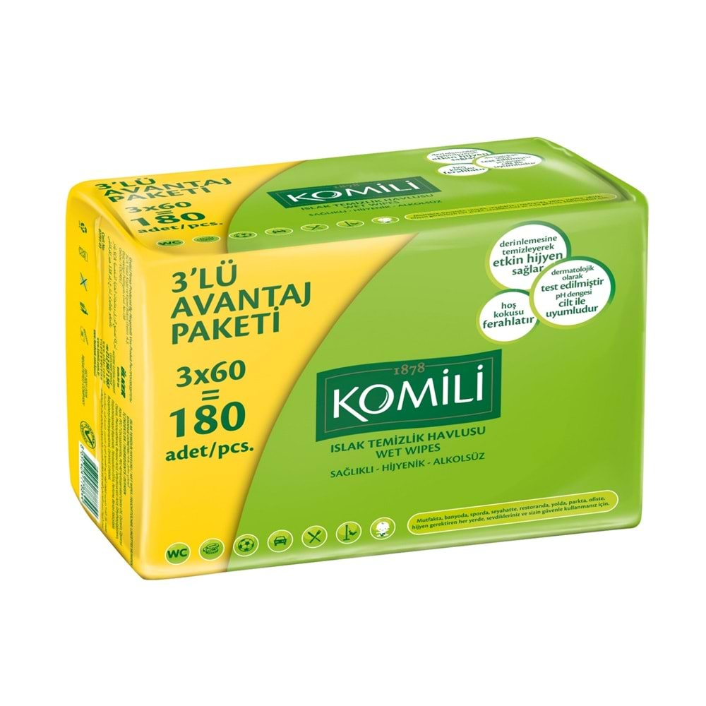 Komili Islak Havlu Mendil 60 Yaprak Klasik 36 Lı Set 2160 Yaprak