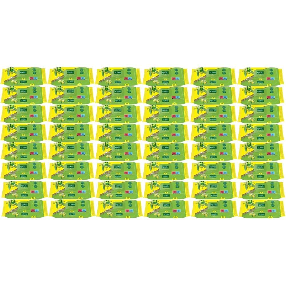 Komili Islak Havlu Mendil 90 Yaprak (48 Li Set) Zeytin Yağlı Plastik Kapaklı (48PK*90) 4320 Yaprak