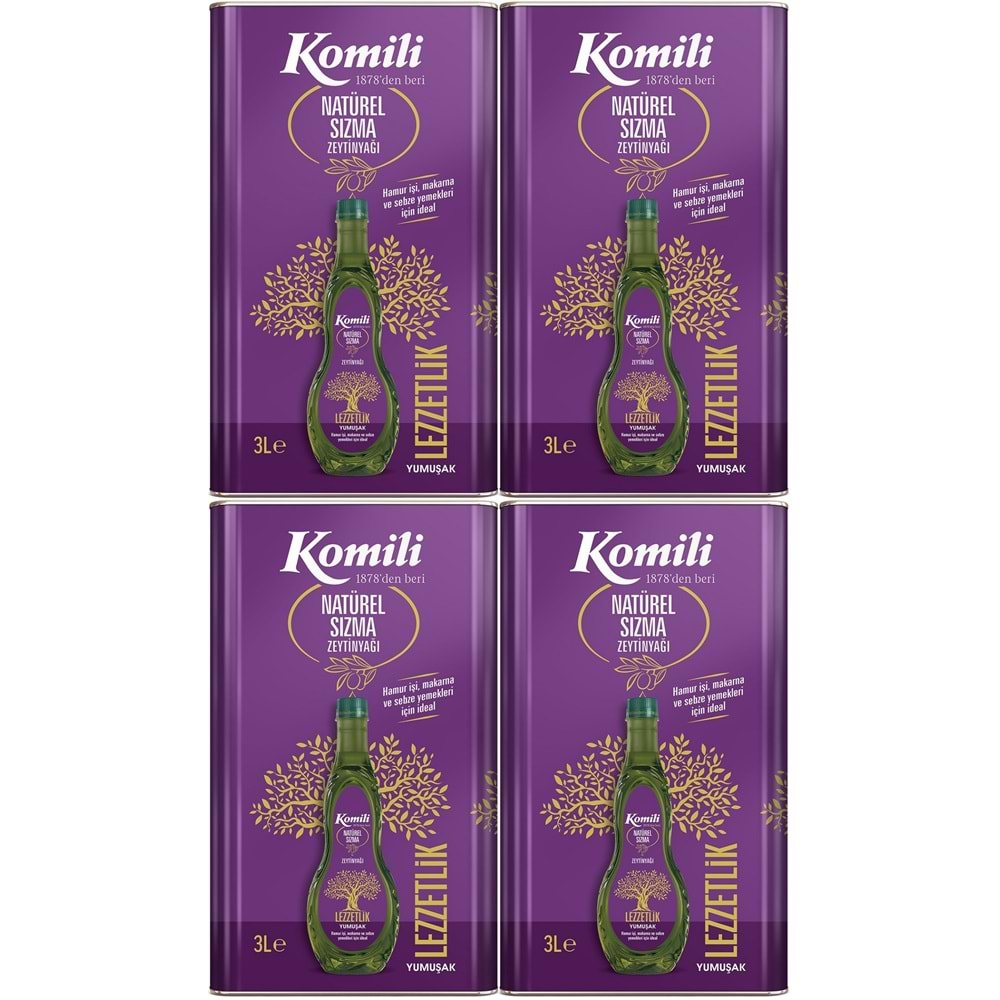 Komili Zeytinyağı 12LT Natural Ege Sızması (Teneke) (4PK*3LT)