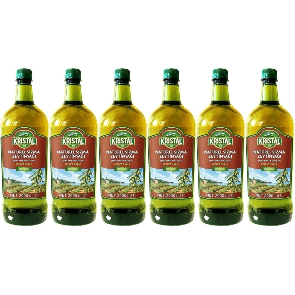 Kristal Zeytinyağı 12LT Natürel Sızma Soğuk Sıkım (PET) (6PK*2LT) 1 Koli