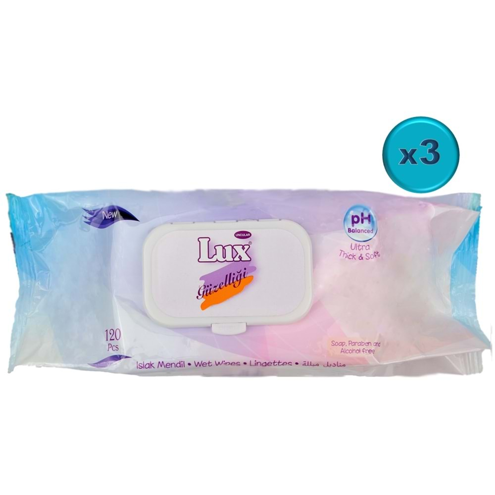 Lux Islak Havlu Mendil 120 Yaprak Klasik (3 Lü Set) Plastik Kapaklı