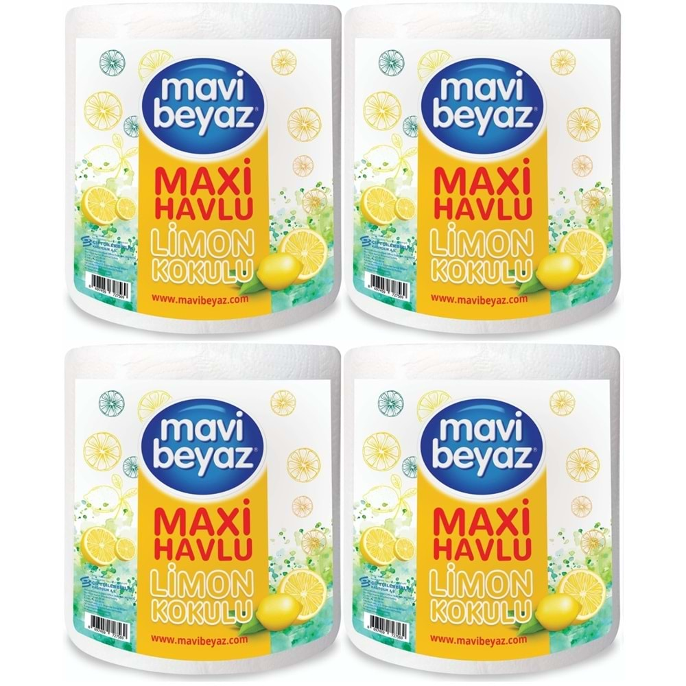 Mavi Beyaz Maxi Kağıt Havlu Dev Rulo Pk Limon Kokulu (4 Lü Set)