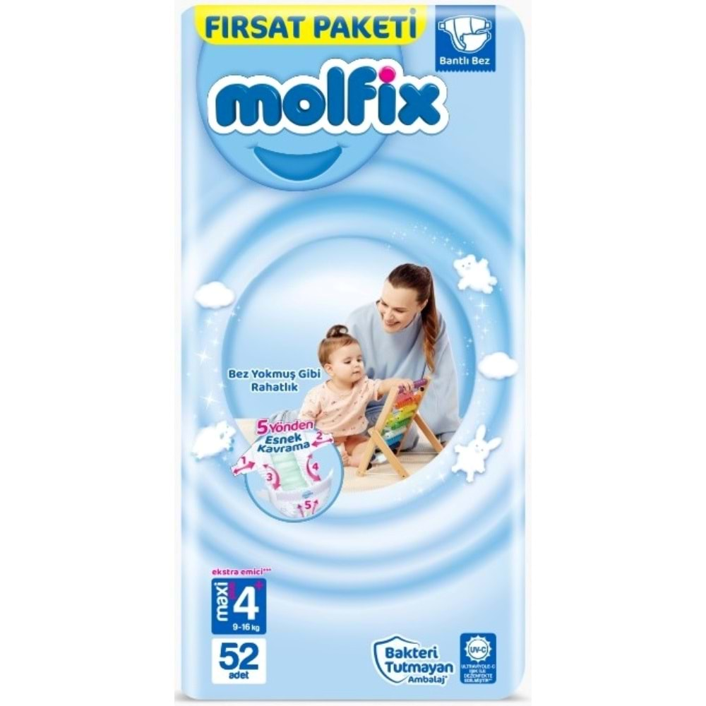 Molfix Bebek Bezi Beden:4+ (9-20Kg) Maxi Plus 104 Adet Ekonomik Fırsat Pk