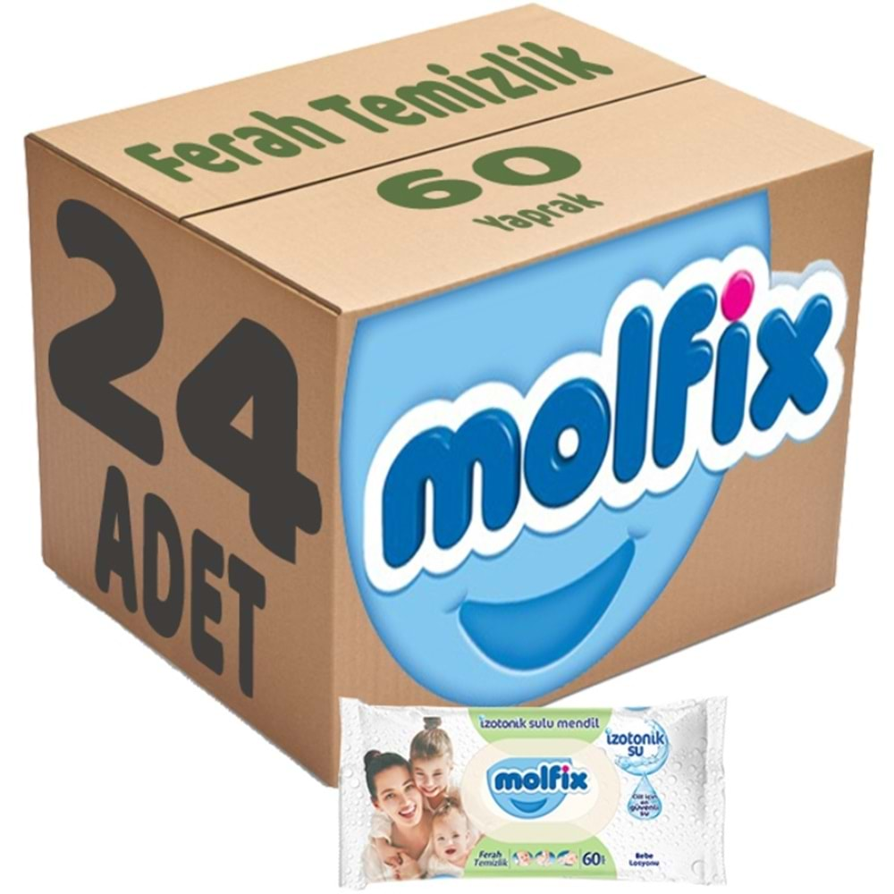 Molfix Islak Havlu Mendil İzotonik Ferah Temizlik 24 Lü set 60 Yaprak Plastik Kapaklı