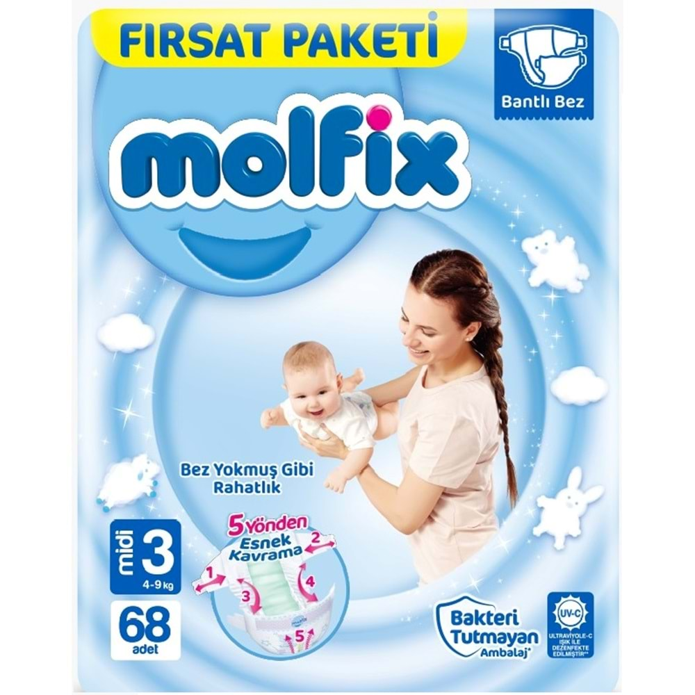 Molfix Bebek Bezi Beden:3 (4-9Kg) Midi 272 Adet Avantaj Fırsat Pk