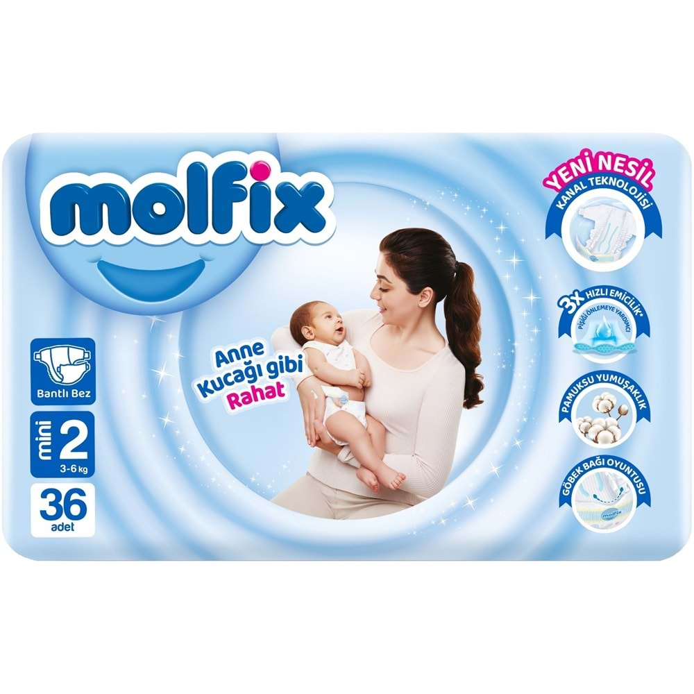 Molfix Bebek Bezi Beden:2 (3-6Kg) Mini 180 Adet Jumbo Mega Pk