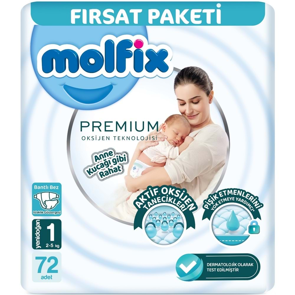 Molfix Premium Bebek Bezi Beden:1 (2-5KG) Yeni Doğan 144 Adet Ekonomik Ultra Fırsat Pk