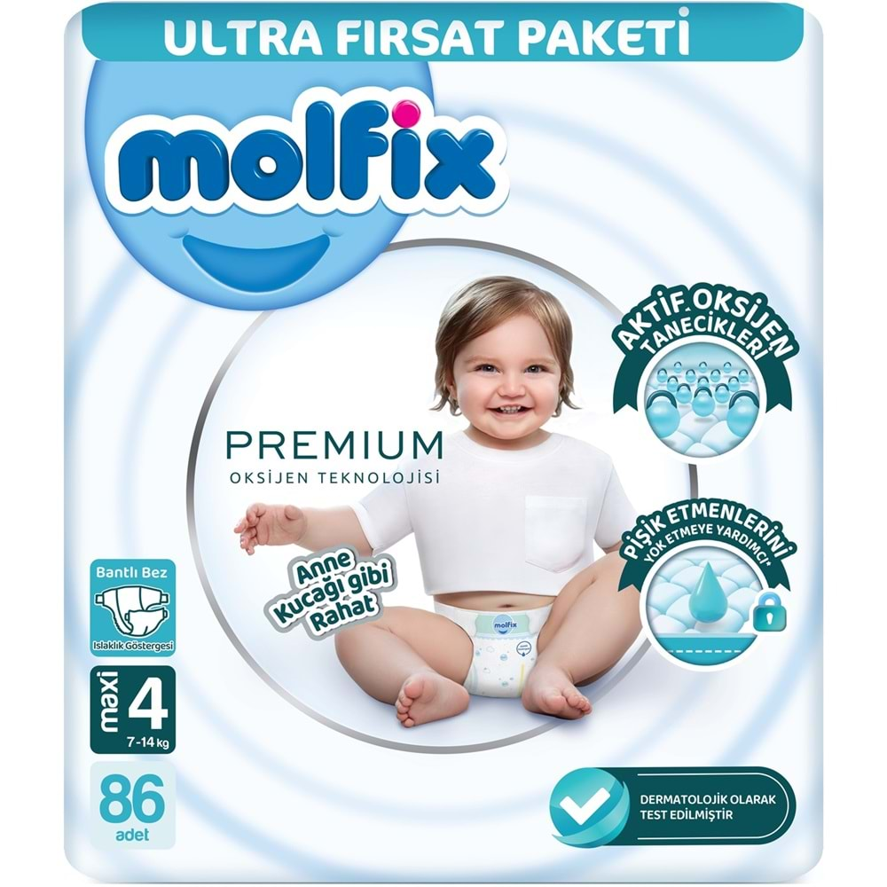 Molfix Premium Bebek Bezi Beden:4 (7-14KG) Maxi 344 Adet Avantaj Ultra Fırsat Pk