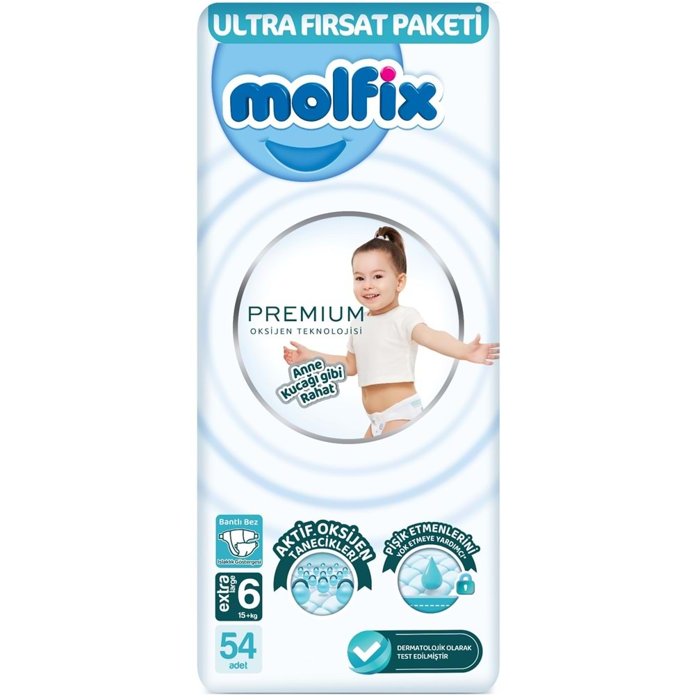 Molfix Premium Bebek Bezi Beden:6 (15+KG) Extra Large 108 Adet Ekonomik Ultra Fırsat Pk