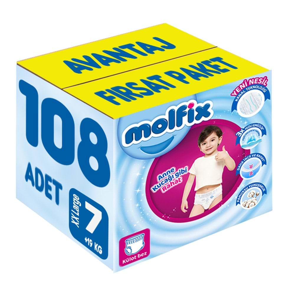 Molfix Külot Bebek Bezi Beden:7 (19+KG) XX Large 108 Adet Avantaj Fırsat Pk