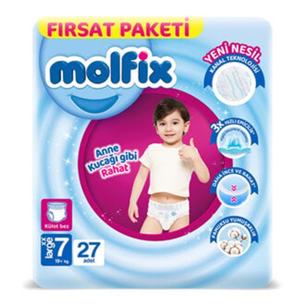 Molfix Külot Bebek Bezi Beden:7 (19+KG) XX Large 216 Adet Dev Ekonomik Fırsat Pk