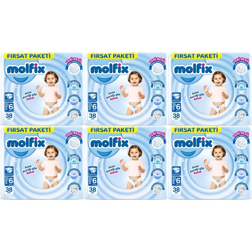 Molfix Bebek Bezi Beden:6 (15+KG) Extra Large 228 Adet Ekstra Fırsat Pk