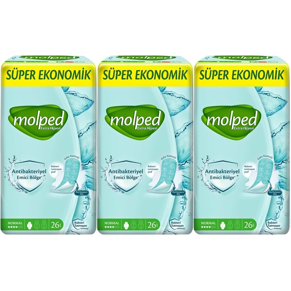 Molped Antibakteriyel Hijyenik Ped Normal 78 Adet Süper Ekonomik Pk (3PK*26)