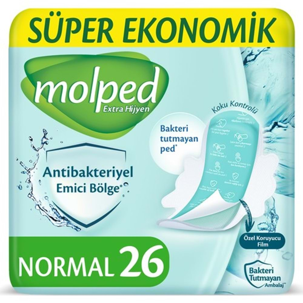 Molped Antibakteriyel Hijyenik Ped Normal 78 Adet Süper Ekonomik Pk (3PK*26)